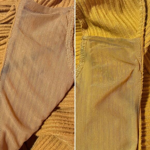 Urban Outfitters Mustard Gold Yellow Wrap Ribbed Romper Textured Side Tie M - Picture 13 of 13